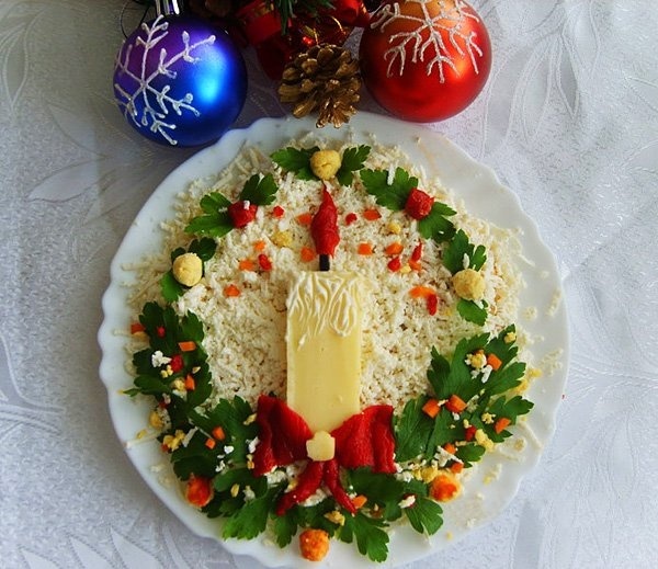 Праздничный салат Свеча, рецепт с фото