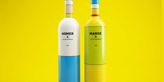 Концепция винных бутылок в виде Гомера и Мардж Симпсонов
