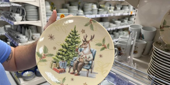 Нашли новогодние тарелки по 4,30 рублей. А ещё с лимонами и домашними питомцами от «Добрушского завода»