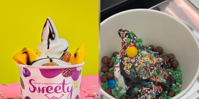 Собери себе сам йогуртовое мороженое с разными вкусняшками в новой точке «Свити»