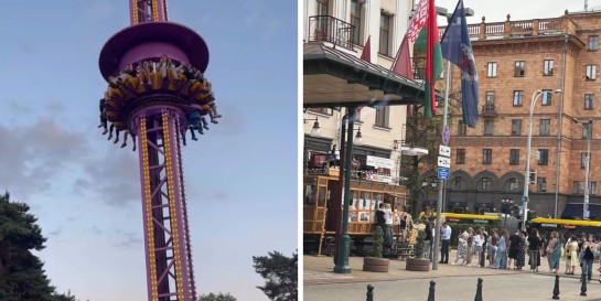 Это что за дикие очереди?! Башня свободного падения в парке Челюскинцев и пончики из вагончика по 2 рубля